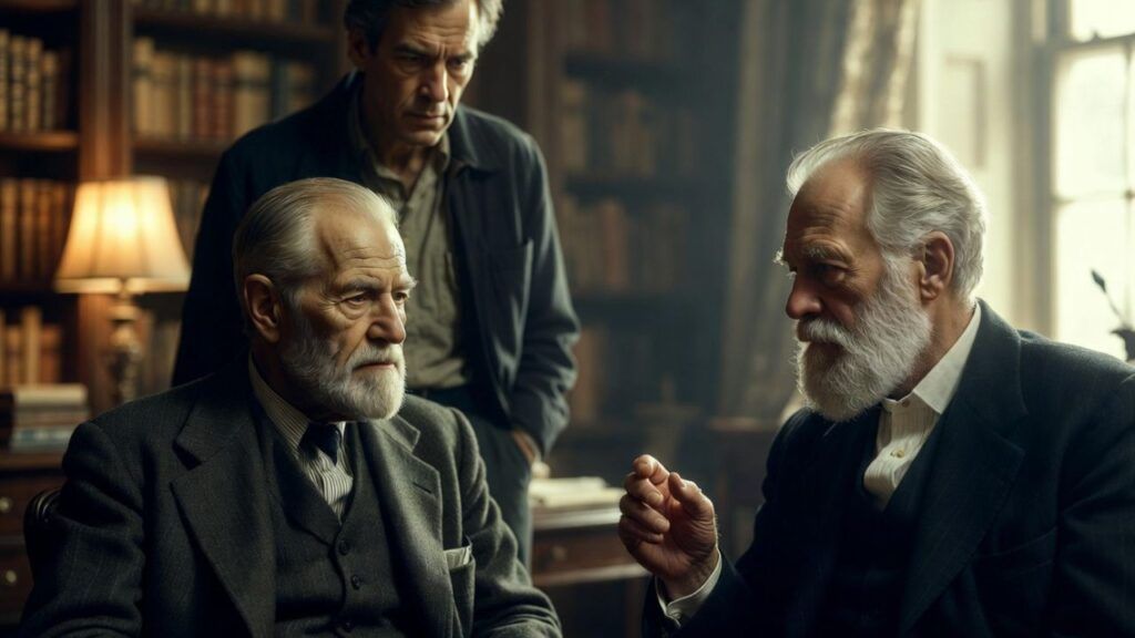 Diálogo imaginario basado en la película "La última sesión de Freud" a la que se suma un tercer invitado: el Dr. David Hawkins, explorador de los estados de conciencia.